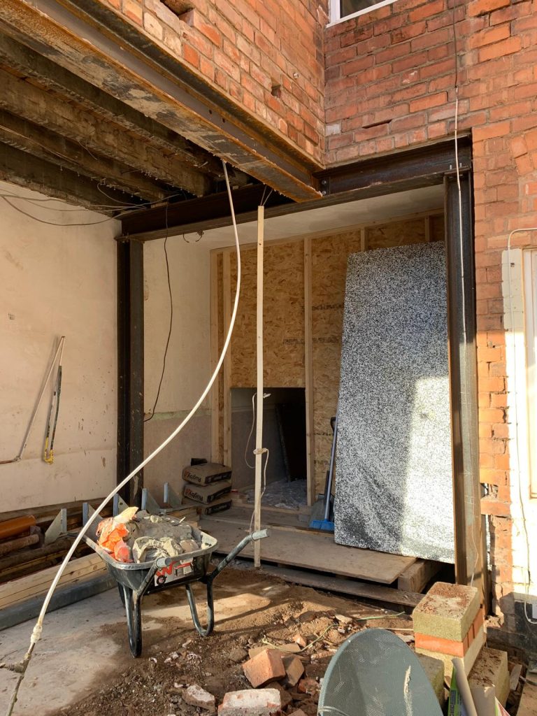 Start of Kings Heath, Single Story Rear Extension, open plan creation This is how his house was left before christmas