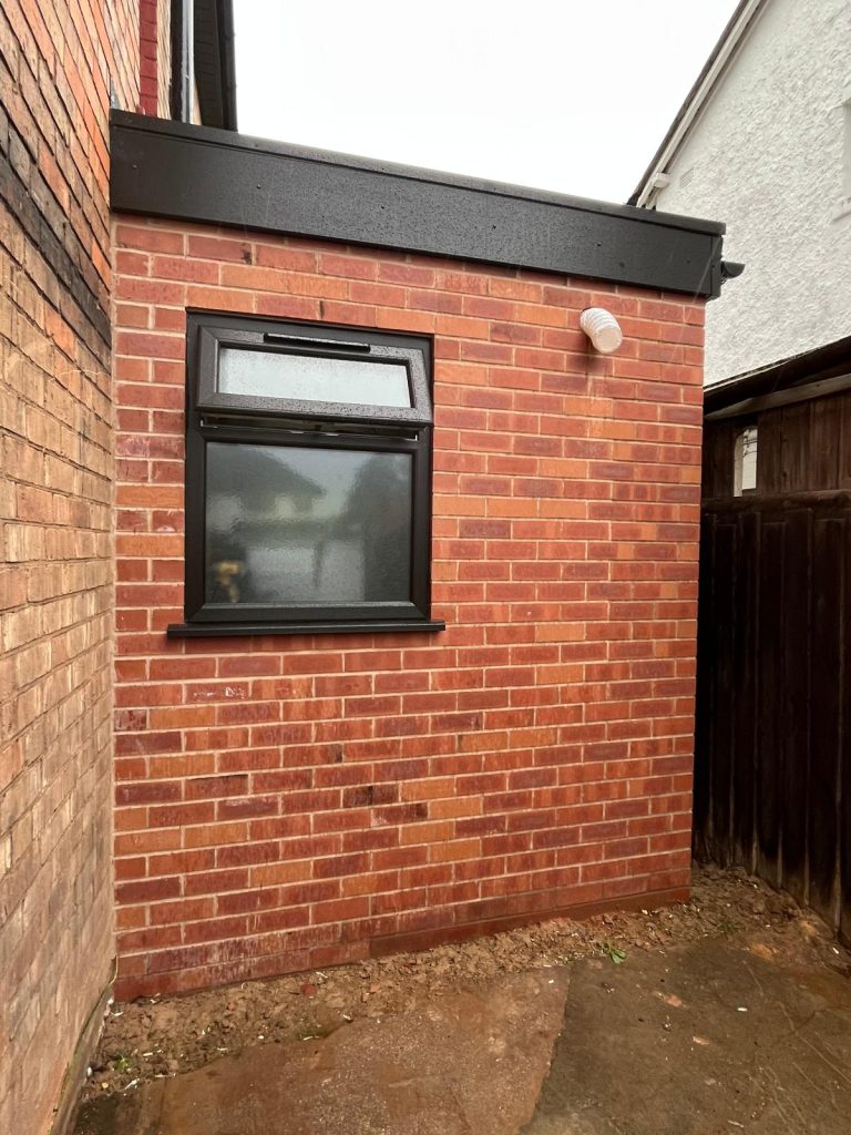 New one, single story side extension shirley. Soffits, fascia and guttering